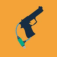 Handgun with lock affixed